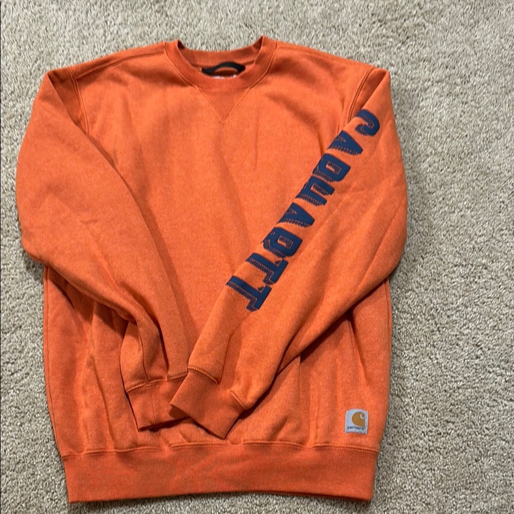 Carhartt Orange Crewneck Sweater with Bold Design